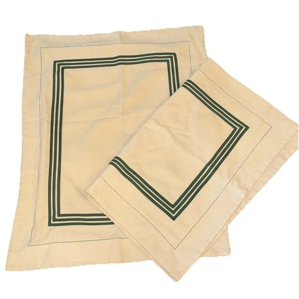 JANE WILNER Pair 2 Pillow Shams Haute Couture Linens 3 Band Tape W/ Flange
